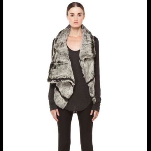 Helmut Lang Jackets & Blazers - HELMUT LANG flux fur vest in black & white